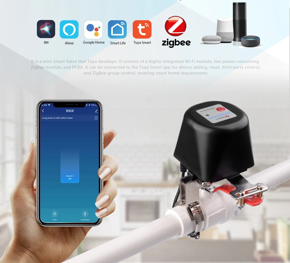 

Таймер для воды Tuya Zigbee 3,0, беспроводной смарт-контроллер для воды, работает с Alexa Google Home