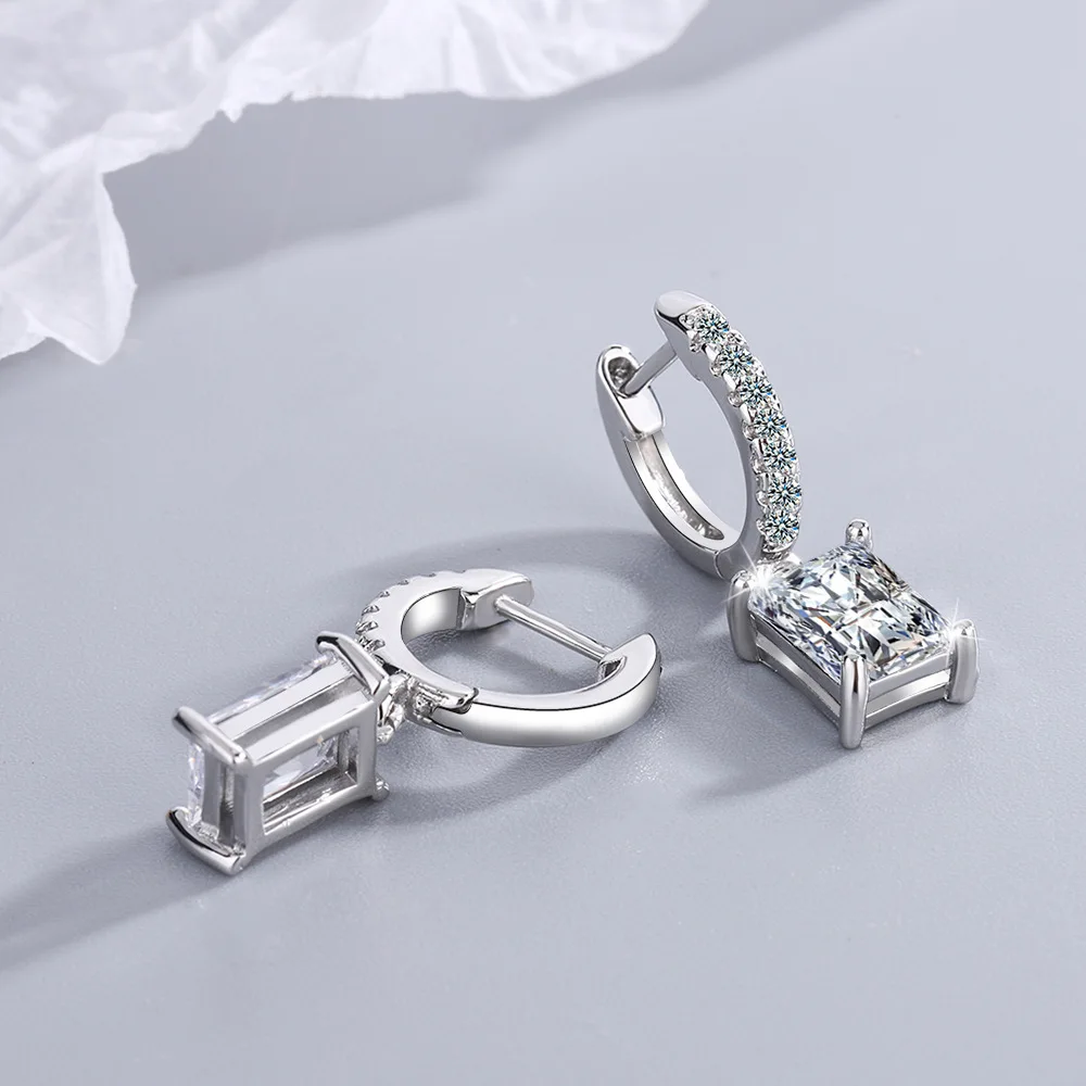 

100% Solid Sterling Silver Earring Diamond Jewellry Gemstone Aros Mujer Oreja Bizuteria Solid Silver 925 Jewelry DIWENFU Earring