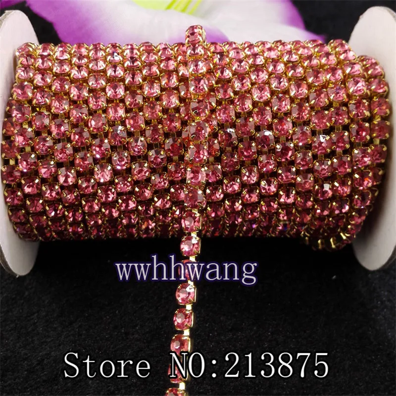 DIY 1 ярд SS16 12 цветов стиль стеклянный кристалл горный хрусталь Золотая основа цепи