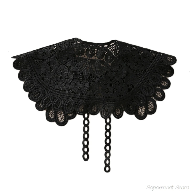 

Lace-Up Chain Bowknot Fake Collar Shawl Wrap Elegant Hollow Out Floral Lace Necklace Half Shirt Mini Capelet M19 21 Dropshipping