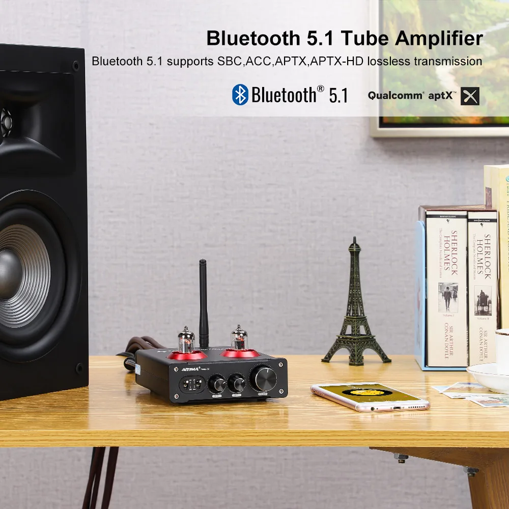 AIYIMA 6J1 ламповый усилитель TPA3221 Bluetooth 5 1 Hi Fi 100 Вт × 2 стерео цифровой QCC3031 APTX HD ВЧ бас