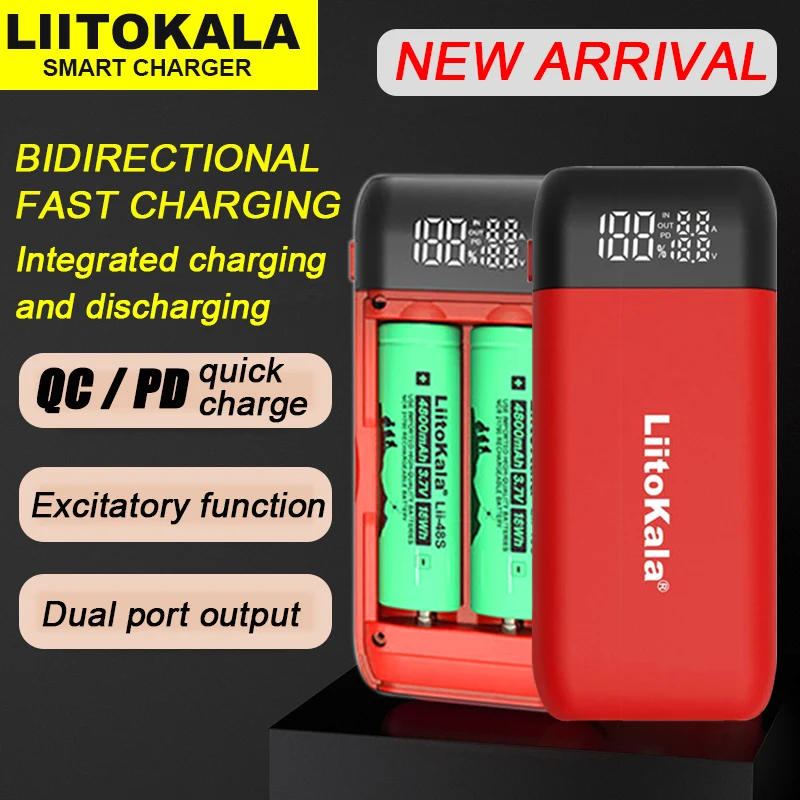 

LiitoKala Lii-MP2 Power Bank 18650 Battery Charger Type C Input QC3.0 Fast Charging Charger 20700 21700 Battery Portable Charger