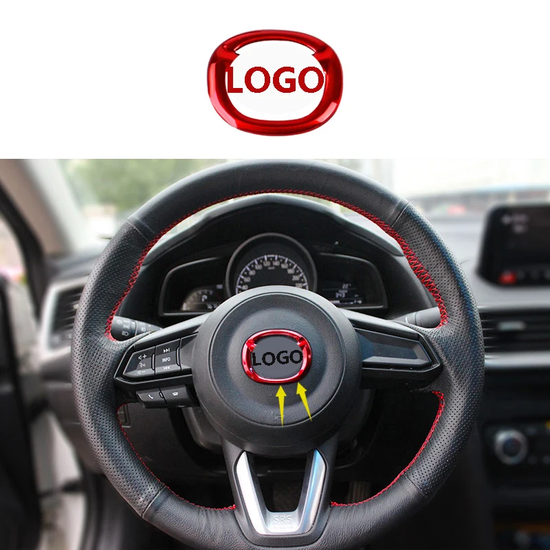 

Fit for Mazda3 MAZDA6 MAZDA2 CX-5/CX-3/CX-8/CX-9/MX-5/CX5/CX3/CX8/CX9/MX5 1pc RED Steering Wheel Center Cover Trim 2014-2018