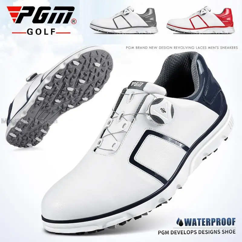 

Pgm Golf Sneakers Men's Waterproof Non-Slip Sports Shoes Men Rotating Shoelaces Sneakers Male Tennis Shoes Microfiber Leather