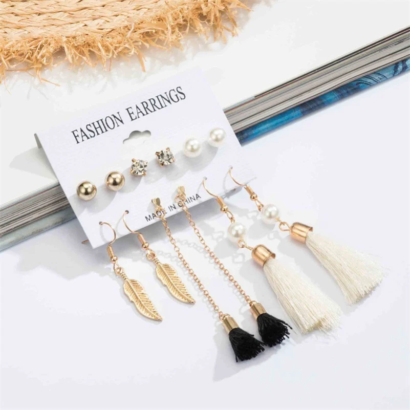 6 шт./комплект женские серьги-подвески из искусственного жемчуга | Украшения и