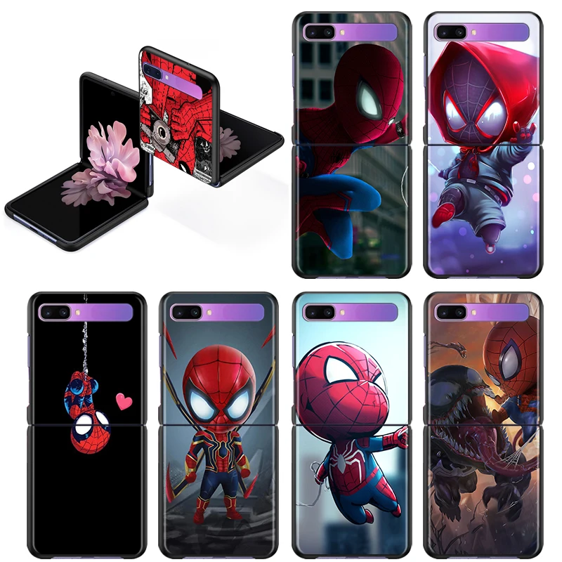 Милый чехол Marvel Человек паук для Samsung Galaxy Z Flip 6 7 дюйма Flip3 5G черный ПК Жесткий Чехол
