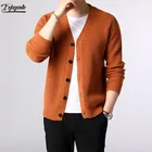 Кардиган Fojaganto мужской однотонный, удобный теплый модный шерстяной свитер, универсальные повседневные облегающие свитера