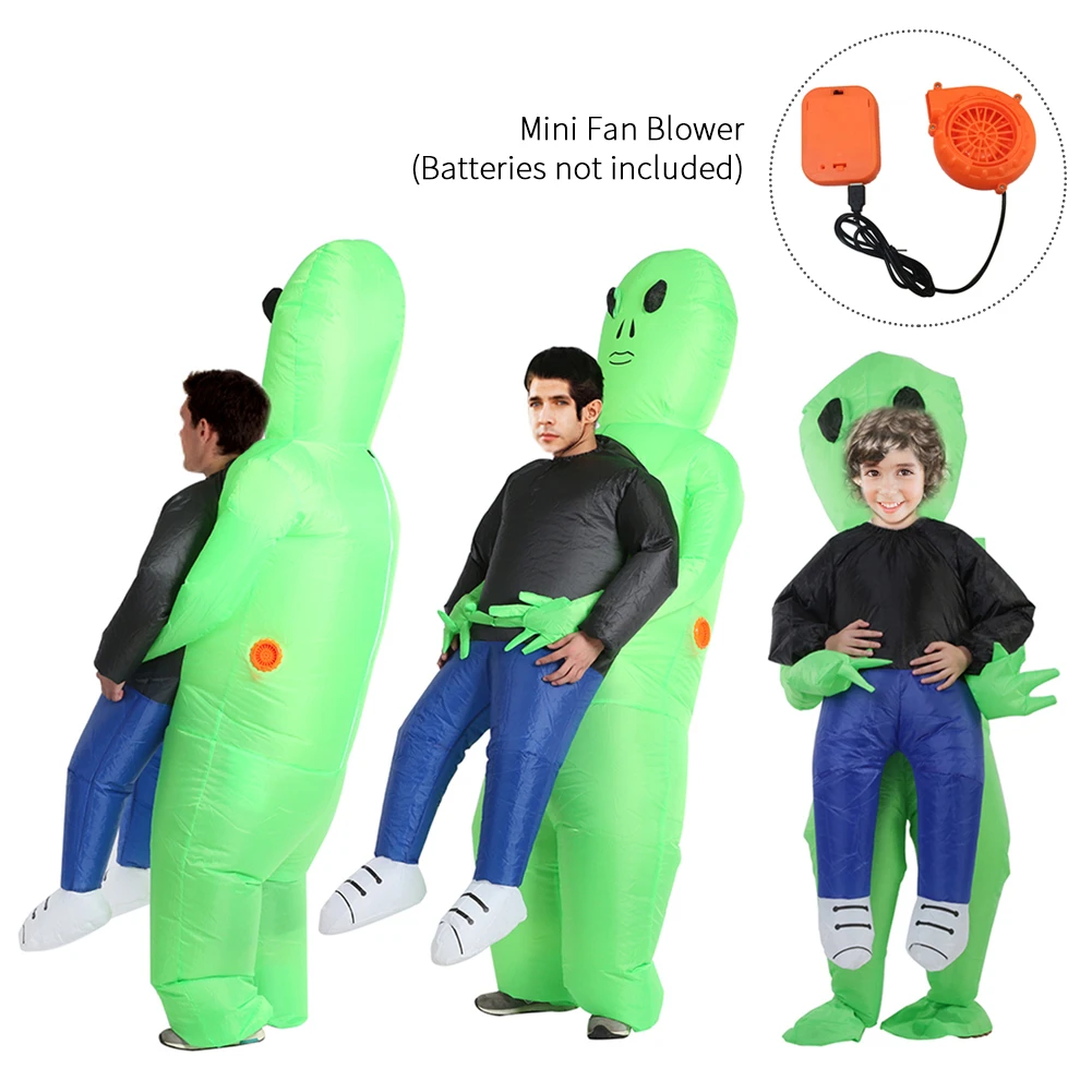 Надувной костюм монстра страшный зеленый инопланетный Динозавр талисман