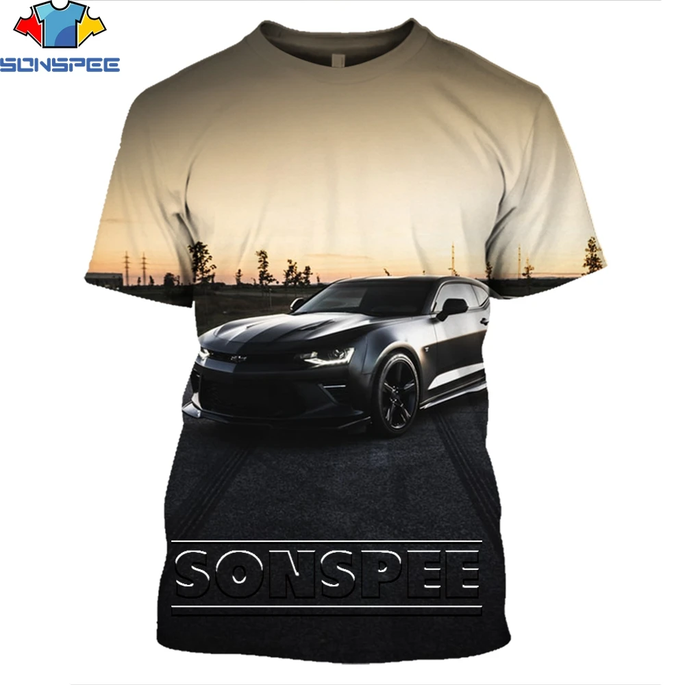 

SONSPEE 3D Printing Sports Car T-shirt Fashion Casual O-neck Oversize Men/women Punk Pop Hip Hop Street Personality Shinjuku