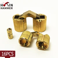 16pcs cylindrical hidden hinges brass furniture hinges invisible bfor furniture hardware brass door hinges for