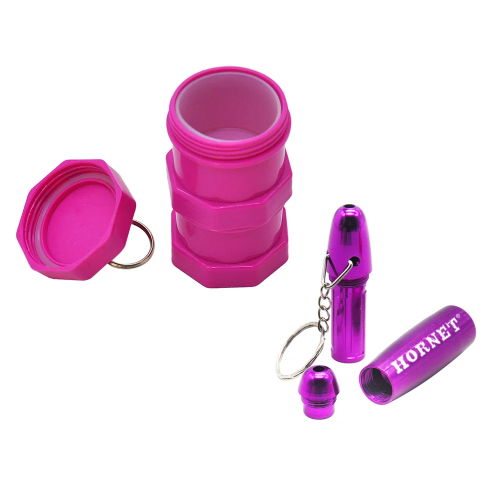 

HORNET 82MM Aluminum Alloy Tobacco Pipes + Plastic Stash Jar Smoke Pipes Metal Herb Smoking Pipe Mini Style Smoking Accessories