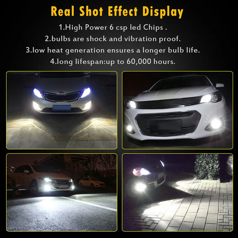 Светодиодные противотуманные фары 2 шт. 880 Led 881 9005 9006 H1 H10 H16 H3 H4 H7 PSX24W H11 супер яркие