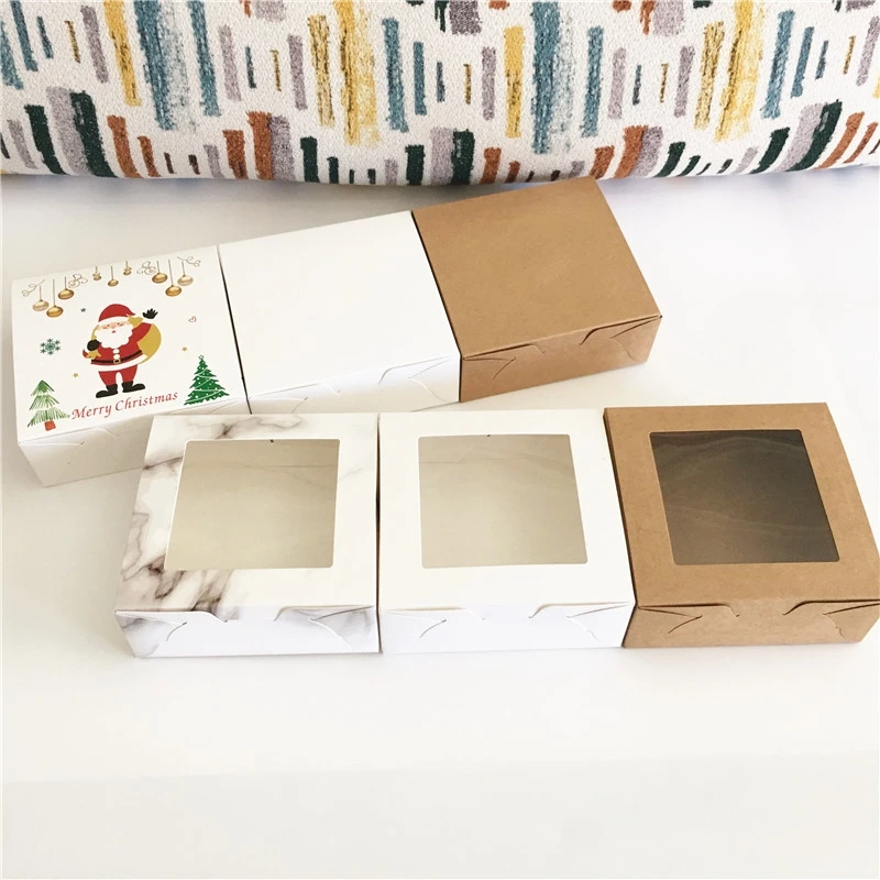 30 шт. коробка из крафт-бумаги коричневые/черные/белые картонные прозрачные