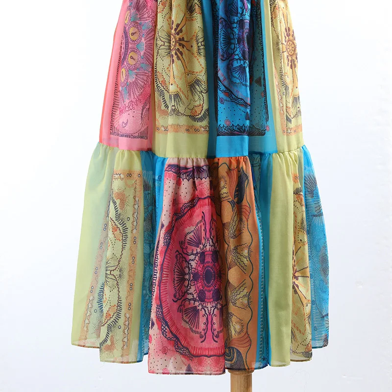 

[EAM] Pattern Print Temperament Yellow Contrast Color High Waist Half-body Skirt Women Fashion New Spring Autumn 2021 1DD4454