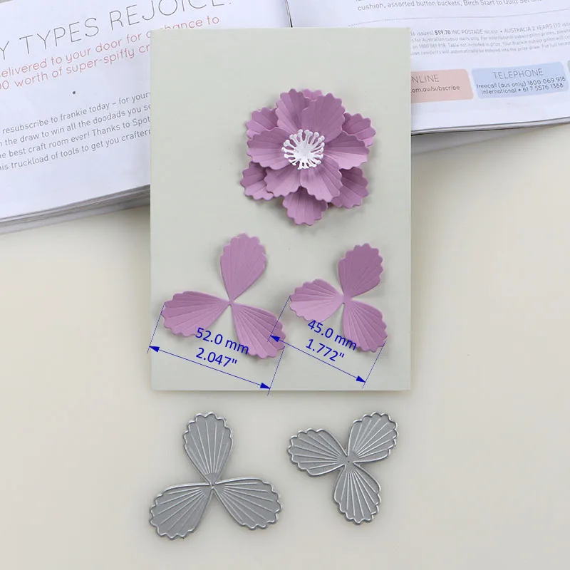 DUOFEN METAL CUTTING DIES 2 petals flowers stencil DIY Scrapbook Paper Album new