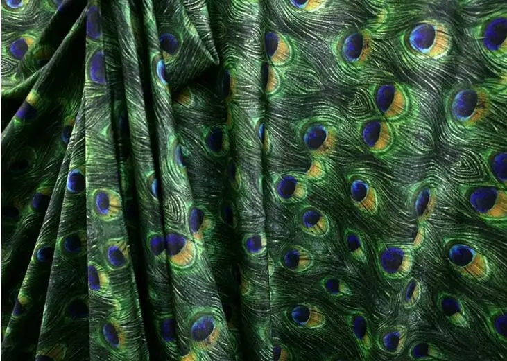 Зеленое перо павлина спандекс/лайкра хлопок трикотажная эластичная ткань сделай
