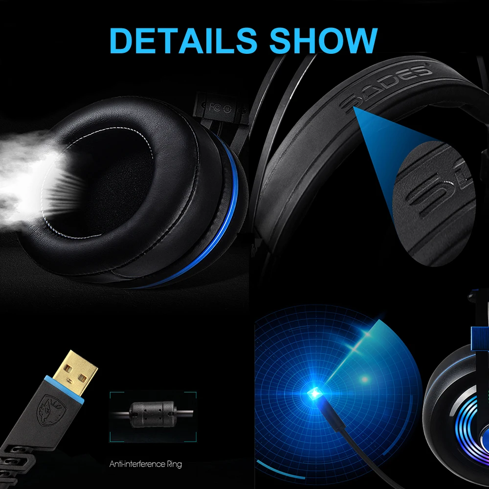 

Armor Gaming headset Gaming Headphone 7.1 Surround Wired Gamer Headphone Stereo Sound Headsets with Mic Colorful LED ligh