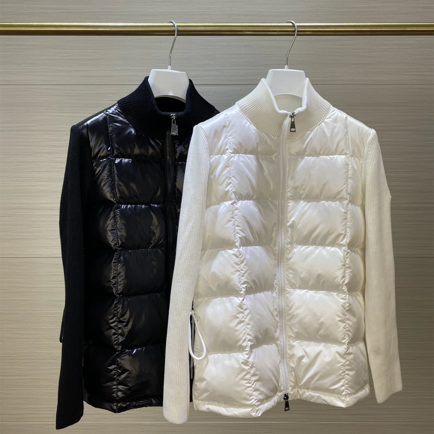 

2021 new winter woman down jacket Thin and light Wool blend and down jacket stitching Lattice element Casual Fashion coat