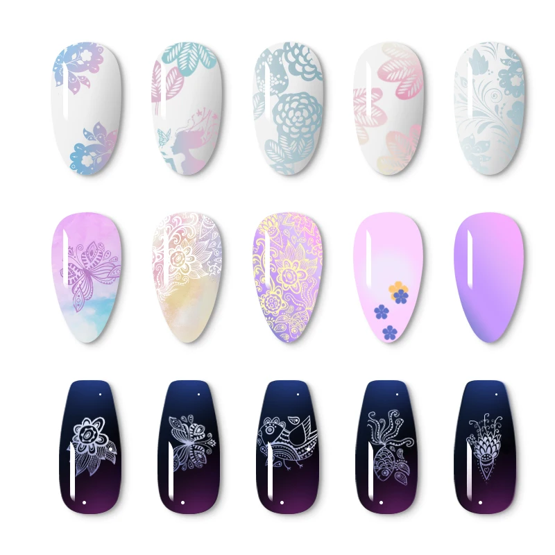 Таблички для стемпинга ногтей с изображением цветов животных красивых