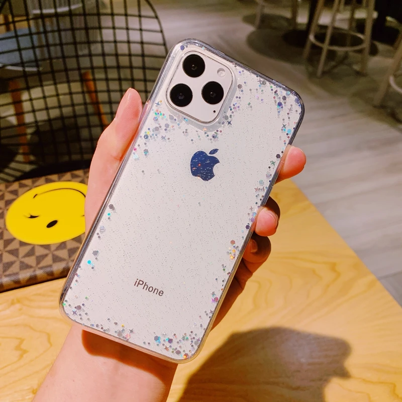 Для iPhone 6 6s 7 8 Plus 10 X XS XR 11 Pro Max Bling блестящая Звезда в горошек блестки мягкий