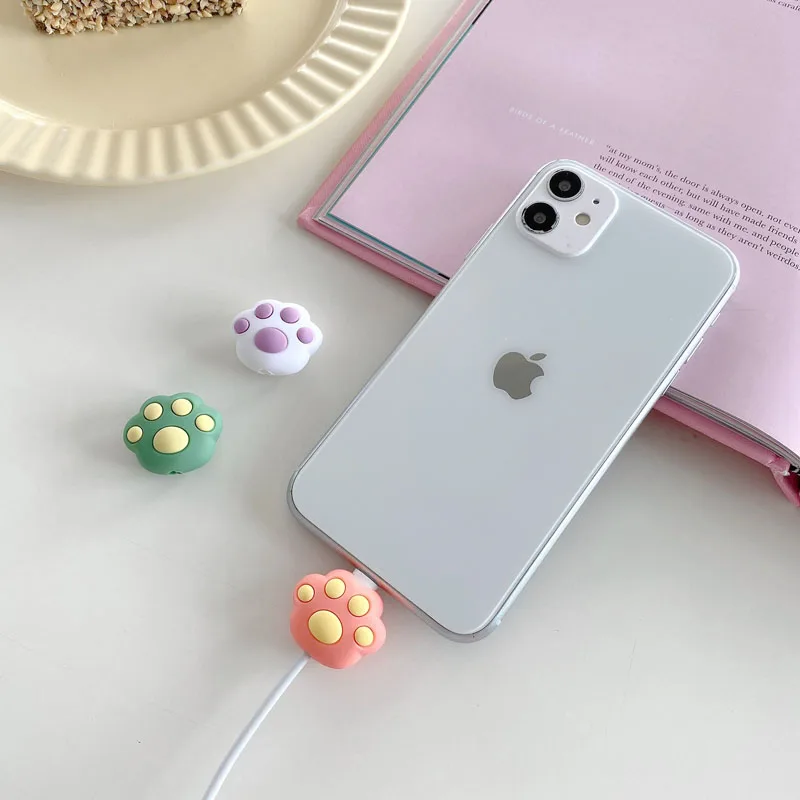 Мультяшный животное кабель протектор для iPhone Huawei USB зарядка милый шнур держатель