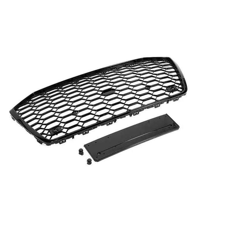

For RS6 New Style Honeycomb Mesh Grill For Audi A6 S6 C8 2019-2021 Glossy Black ABS Front Bumper Hood Racing Grille With ACC