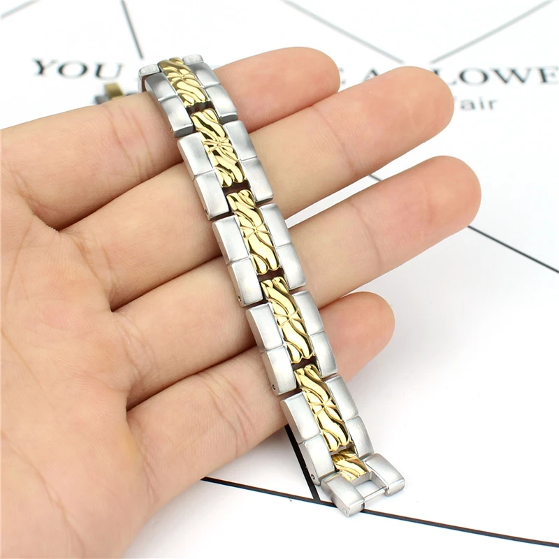 

2020 New Arrival Gold Color Stainless Steel Chain Bracelet For Women High Quality Magnetic Stone Power Bangles Banquet Accessory