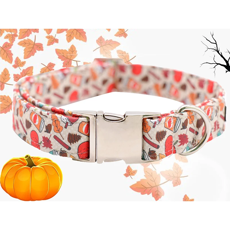 Кофейная Тыква хлопковая ткань ошейник и поводок для собак с галстуком-бабочкой