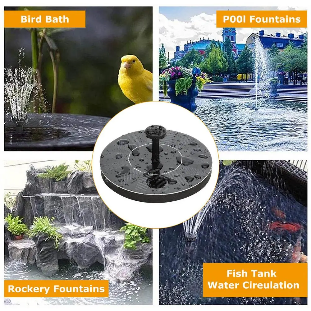 

Solar Fountain Water Pump Birdbath Water Fountain Pump With 6 Nozzles Oxygen Circulating Project For Small Aquarium Fountain