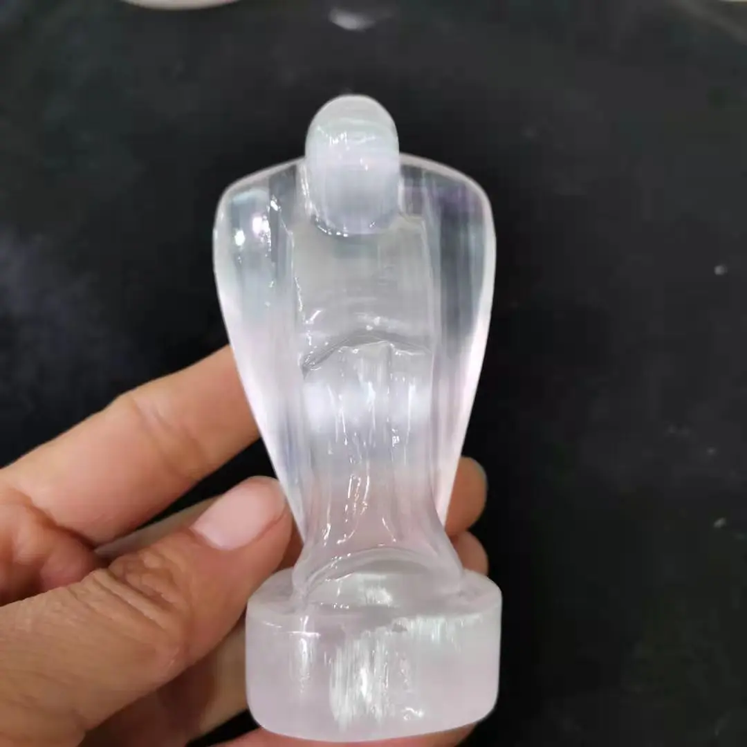 

Natural selenite Carved Peace Angel gypsum Angel Healing Statue