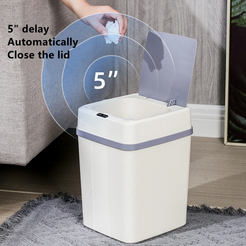 

Smart Trash Can for Kitchen Bathroom Toilet Garbage Bin Automatic Induction Waterproof Waste Bin with Lid for Home