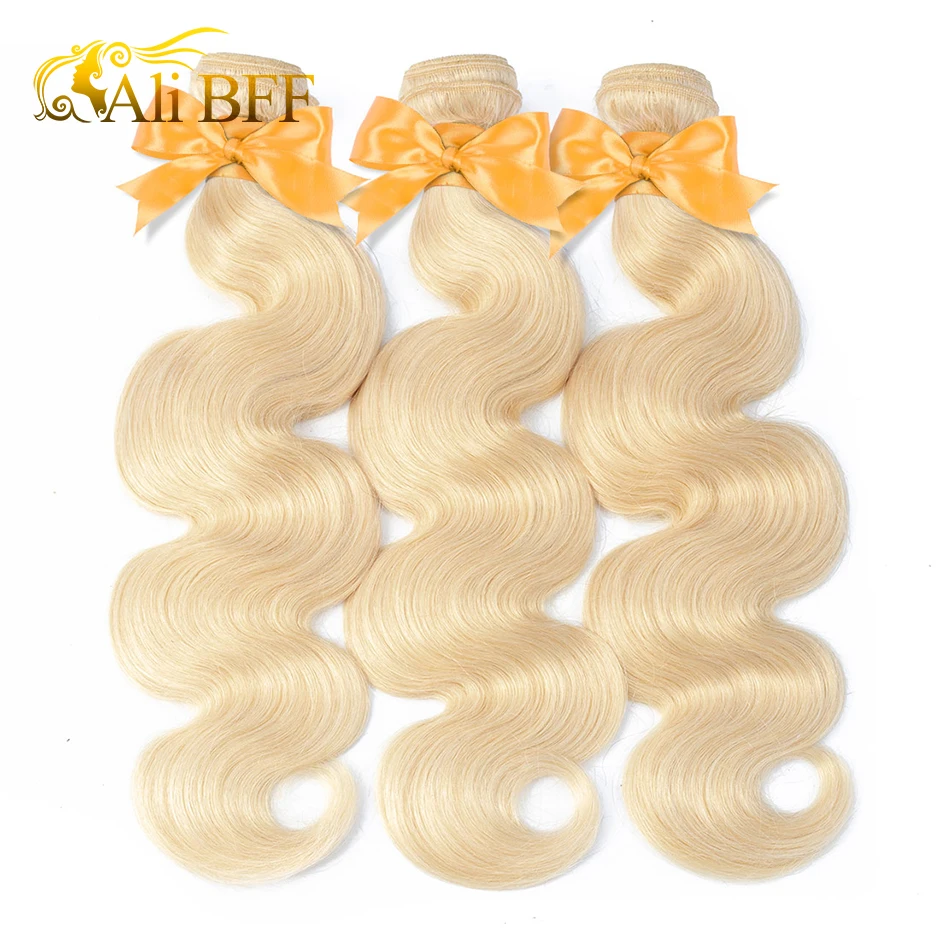 ALI BFF 613 Blonde bundle s с фронтальным бразильским объемным волном Remy человеческие волосы