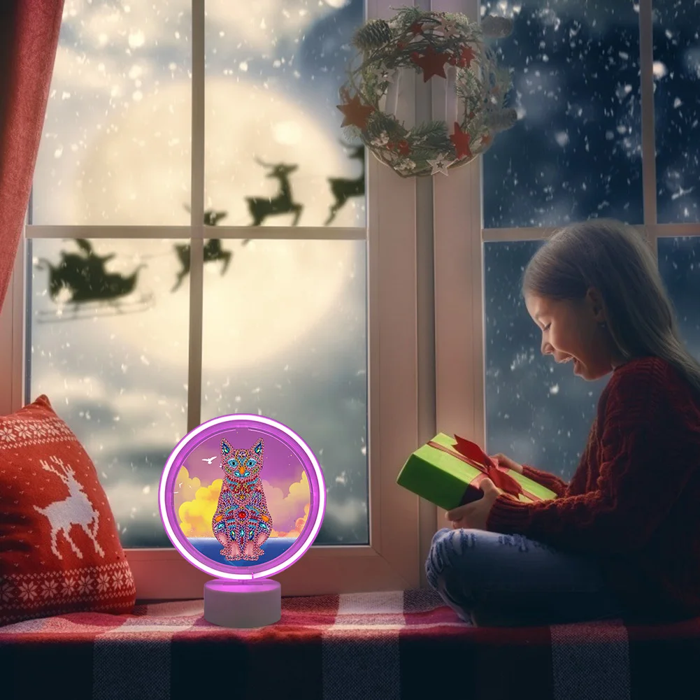 

DIY Rhinestone Special Shape Diamond Painting Cross Stitch Flowers Animals Night Light for Living Room Bedroom Ornament