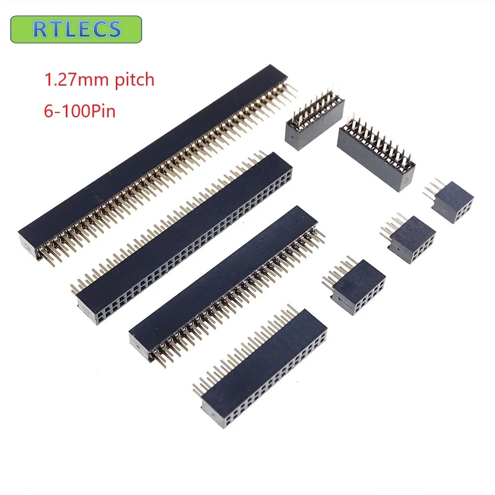 100pcs 2x3 P 6 pin 1.27mm Pitch Pin Header Female dual row straight through hole DIP Rohs Lead free images - 6