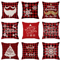 red merry christmas cotton linen cushion cover home decor sofa festival pillow cases 2021 hot selling hogar funda cojines