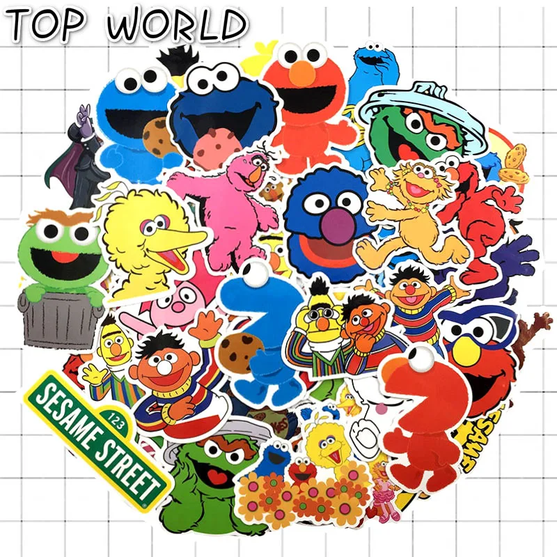 10/50pcs/lot Cartoon Sesame Street Stickers For Tab Phone Laptop Tv Fridge Bicycle Pvc Waterproof Decal Toy Sticker For Kids