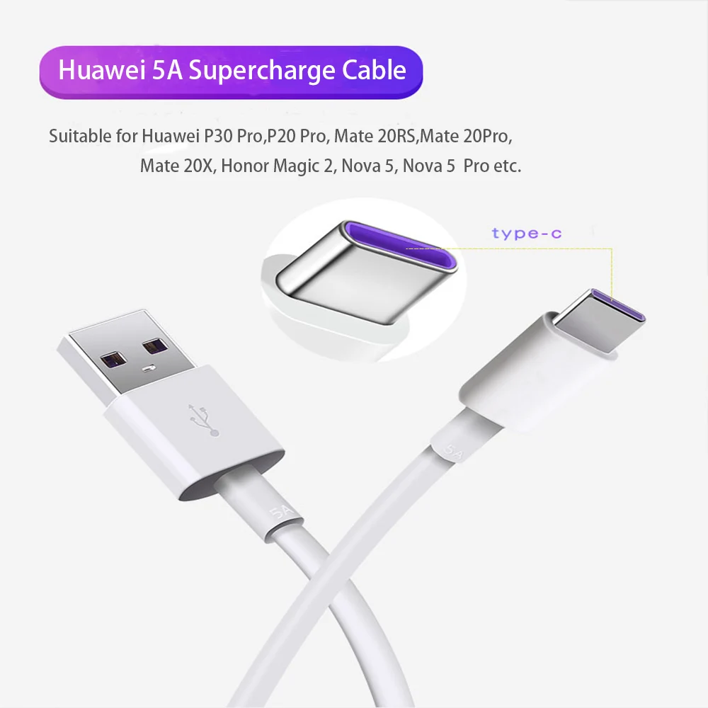 Оригинальный Huawei 5A USB 3. 0 Type-C кабель для быстрой зарядки и передачи данных 1 м 3 2 P30