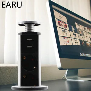 Выдвижная электрическая розетка, 220 В, 16 А, 2 USB-порта для кухонных столов, для столешниц, штепсельная вилка стандарта Великобритании, ЕС, США