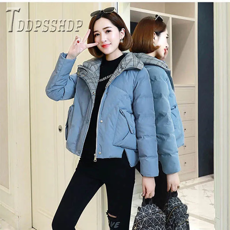 

Turn-Down Collar Zipper Pocket Women Parkas Coat Fashion Women Coats Short Style Outwear