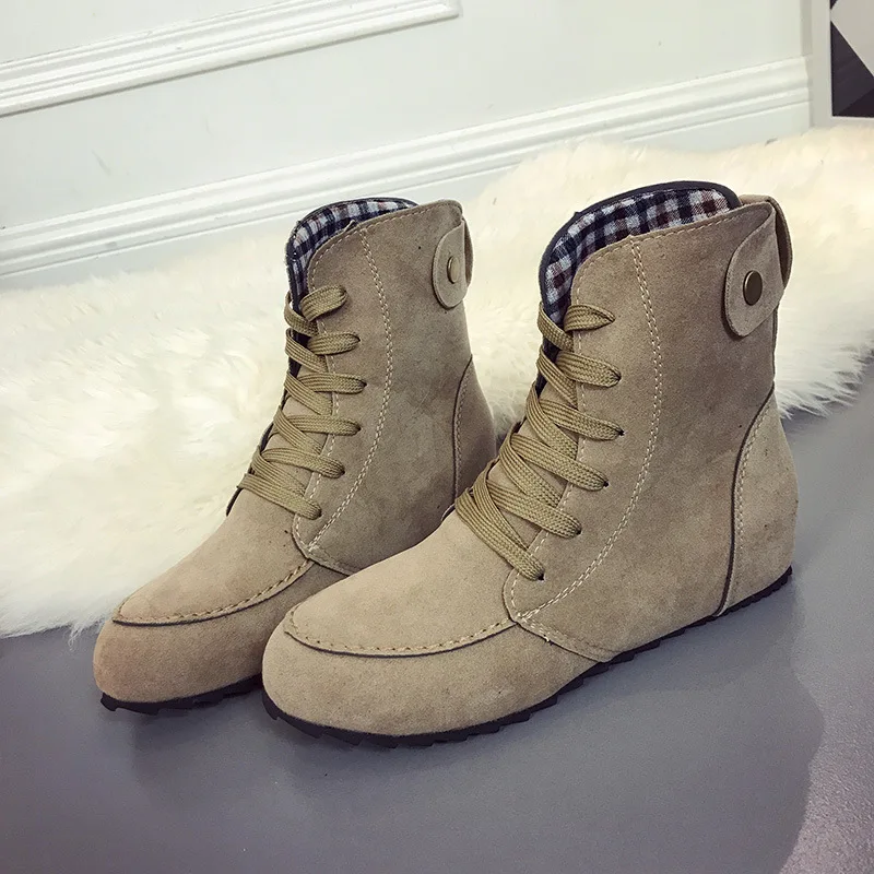 

Женские ботинки со шнуровкой, однотонные теплые ботинки на плоской подошве, из хлопка, для осени и зимы