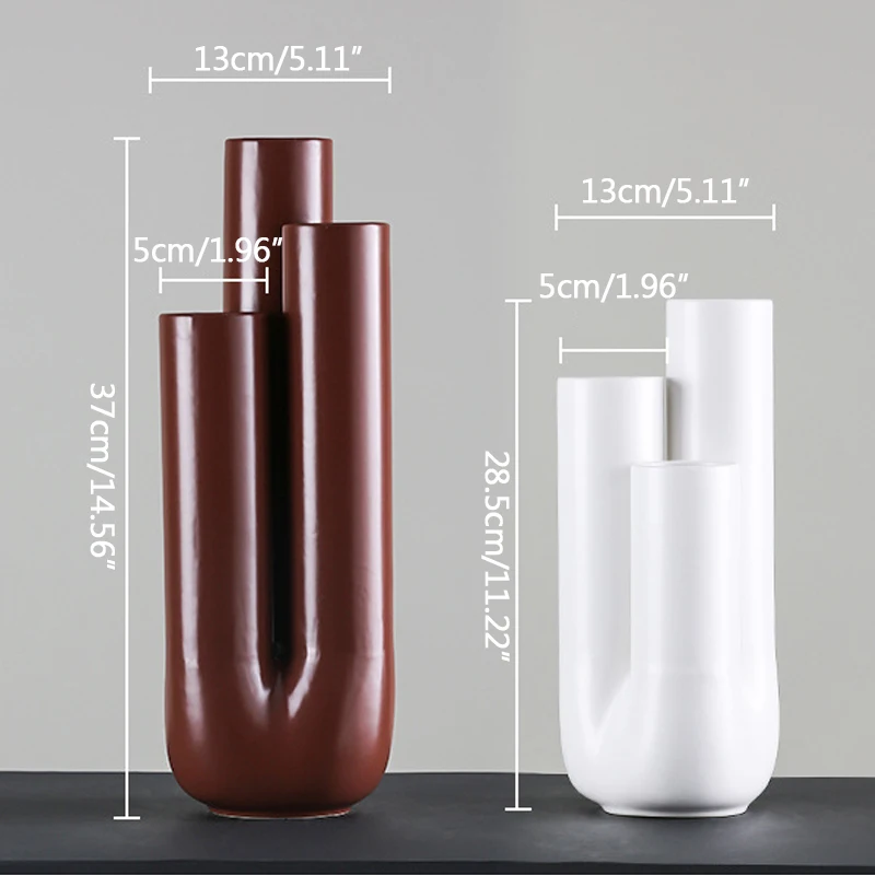 

Nordic Pipe Type Ceramic Flower Vase Home Decoration Contracted Flower Vase Plant Holder Desk Hydroponics Decor Figurine