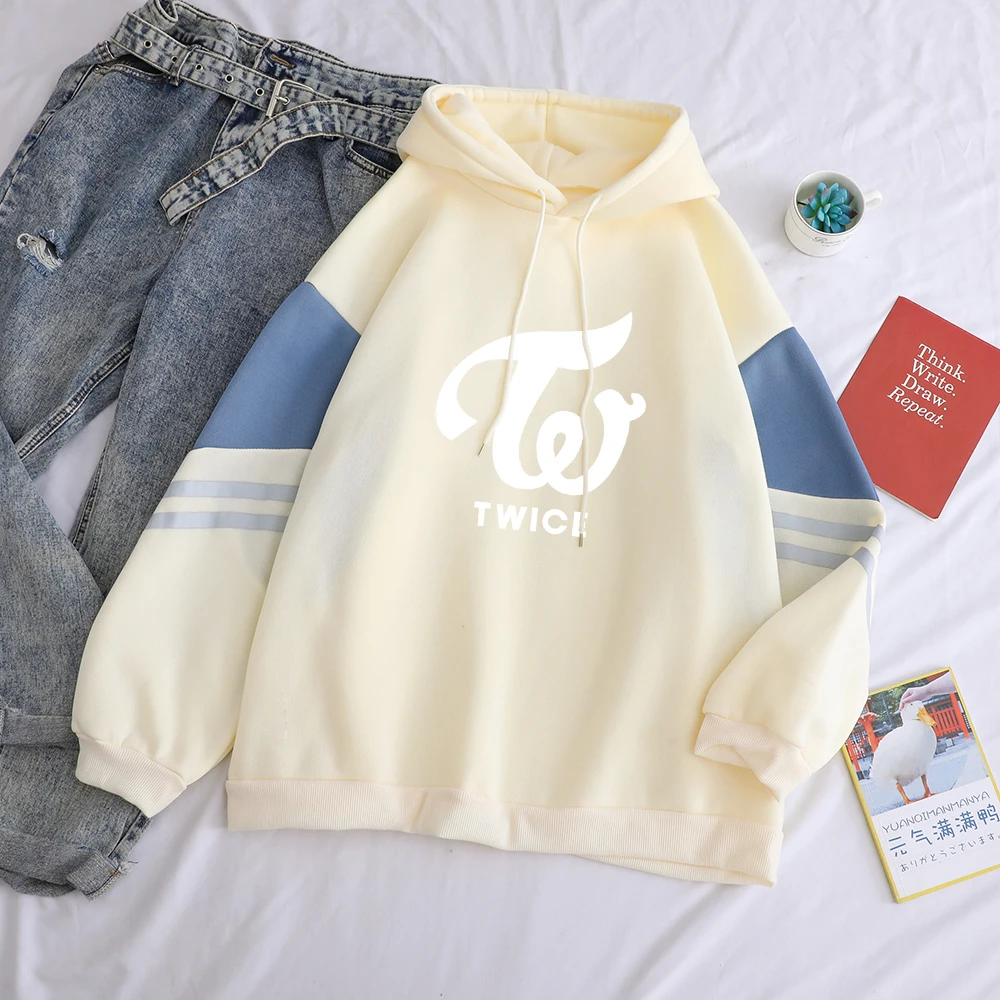 Лучшее качество толстовка с принтом дважды женские толстовки капюшоном Kpop