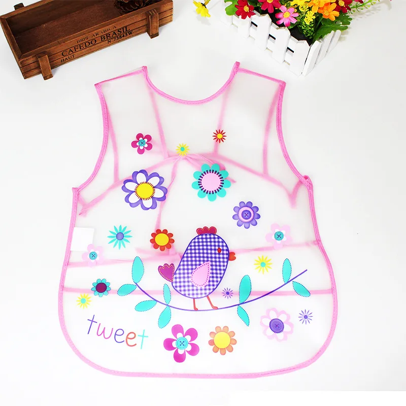 pink bird Топ детский рисовый фартук, пищевая карманная майка eva мягкие игрушки, водонепроницаемые нагрудники, тканевый чехол для одежды с рисунками животных из мультфильмов для детей - Цвет: pink bird