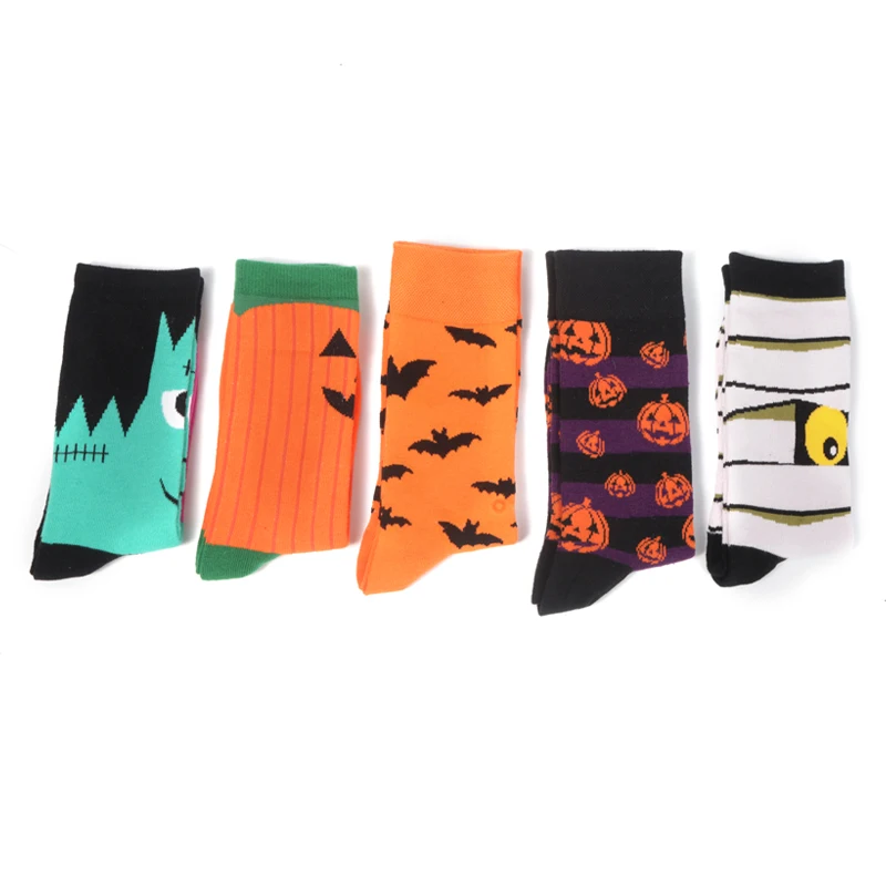 

Colorful Women's Cotton Crew Socks Funny Halloween Pumpkins Zombies Pattern Creative Ladies Novelty Cartoon Sock For Gifts