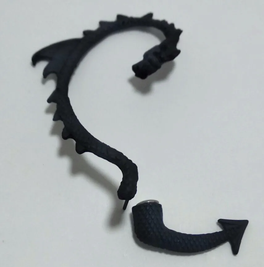 С черным покрытием, нанесенным краскопультом ER018 Hot Retro Fashion rock and roll dragon Earhook not pierced ears Earrings for women jewelry - Окраска металла: С черным покрытием, нанесенным краскопультом