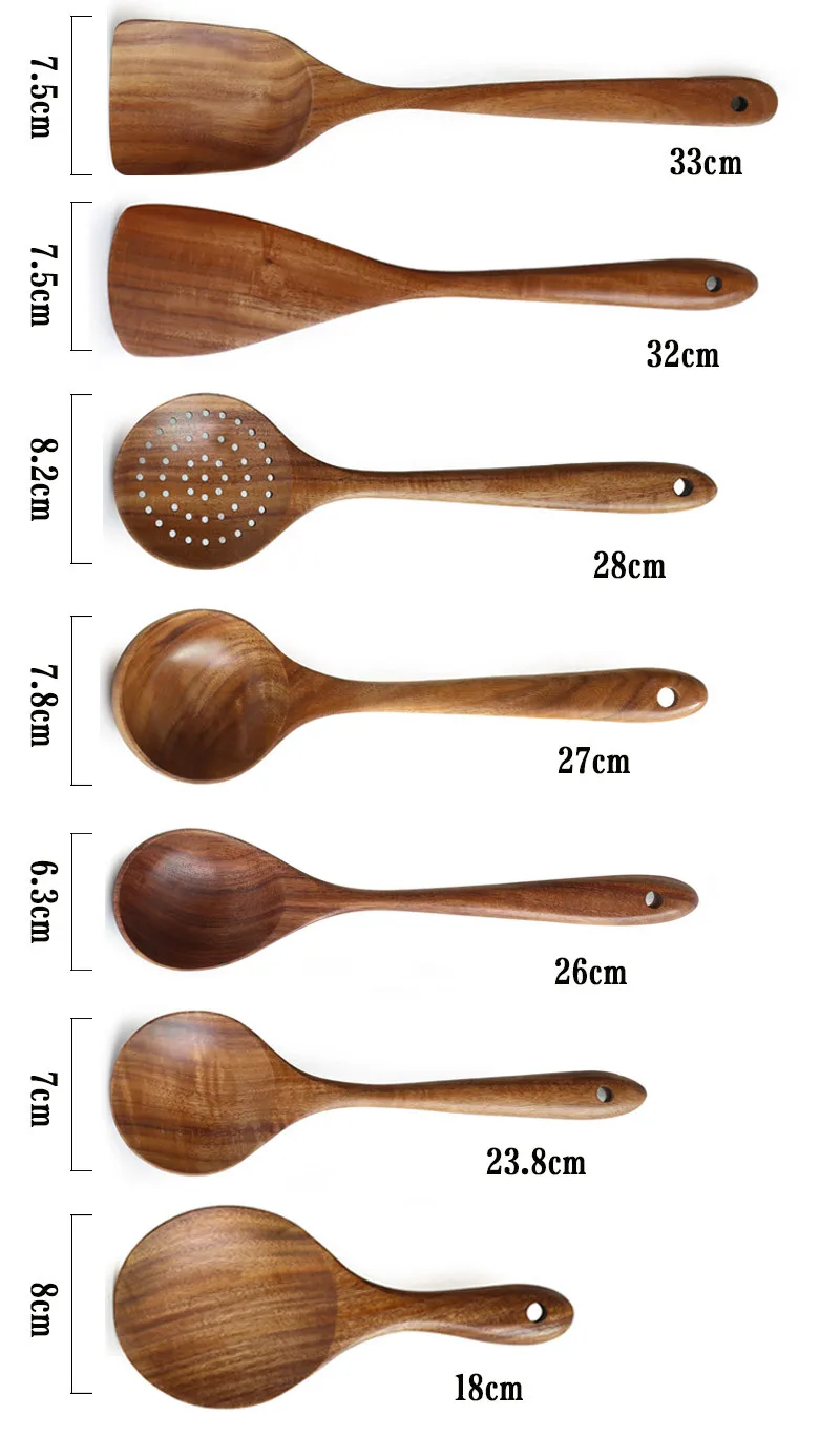 1PC Teak Wood Turner Spatula Rice Leaky Spoon Soup Scoop Non Stick Cooking Utensils Wooden Slotted Set OK 1205 | Дом и сад