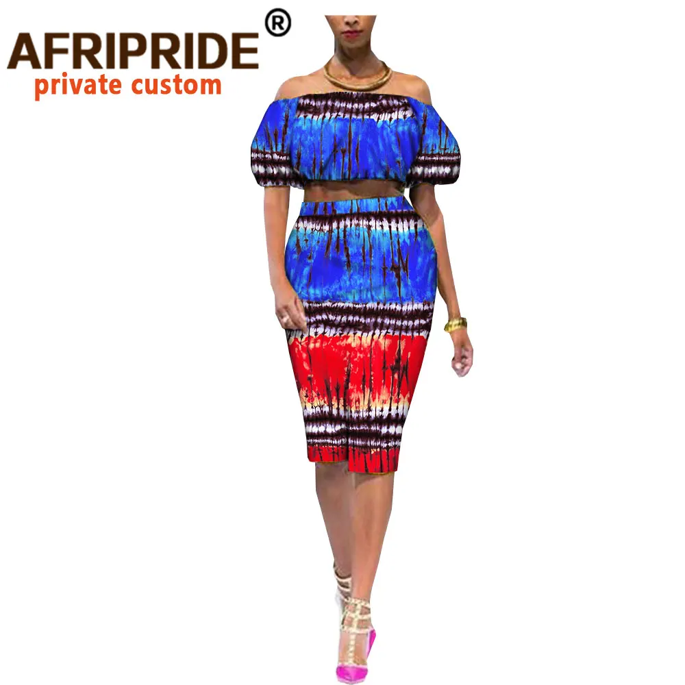 Африканский повседневный летний костюм из 2 предметов для женщин топ с коротким