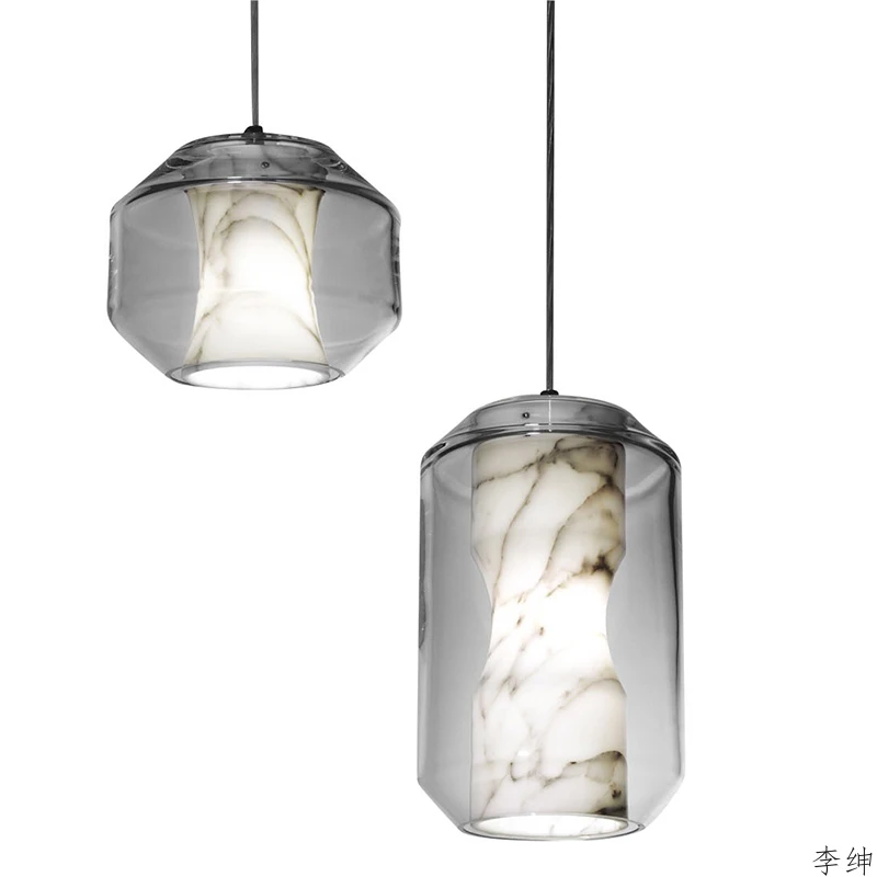 Современный светодиодный подвесной светильник из мраморного стекла s для