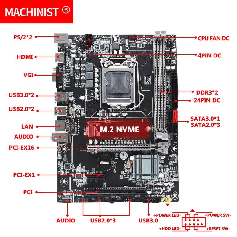 Комплект материнской платы B75 LGA 1155 для настольных ПК с процессором Intel I3 3220 8G(2*4G)