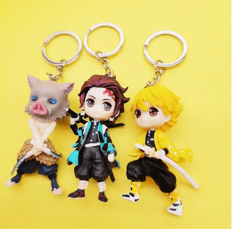 6 шт./компл. аниме демон убийца фигуркы игрушки Llaveros Kimetsu без Yaiba брелки для ключей